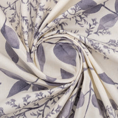 Elegant 5-Piece Quilted Bedding Set | King Size | Grey Leaf Botanical Print on White