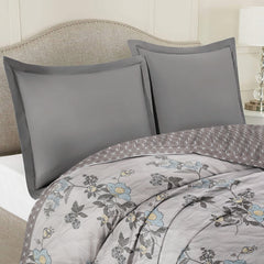 Ultrasonic Reversible Comforter – Floral & Geometric Lattice (Cream & Grey) | Queen Size (90x90 inches)
