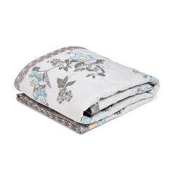Ultrasonic Reversible Comforter – Floral & Geometric Lattice (Cream & Grey) | Queen Size (90x90 inches)