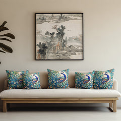 Royal Peacock Cushion Cover (14” x 14”)