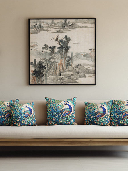 Royal Peacock Cushion Cover (14” x 14”)