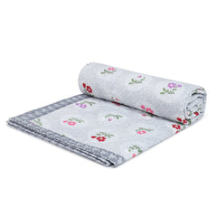 Ultrasonic Reversible Comforter – Floral & Houndstooth (Grey & White) | Queen Size (90x90 inches)