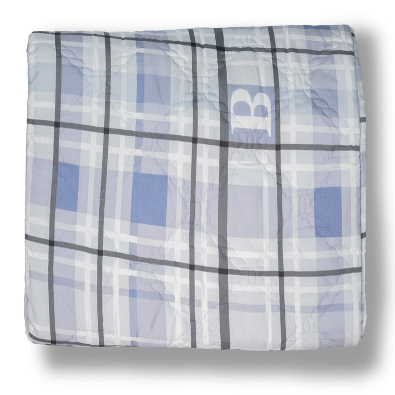 Ultrasonic Reversible Comforter – King Size (90x100 inches) | Black & White with Blue Squares