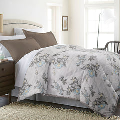Ultrasonic Reversible Comforter – Floral & Geometric Lattice (Cream & Grey) | Queen Size (90x90 inches)