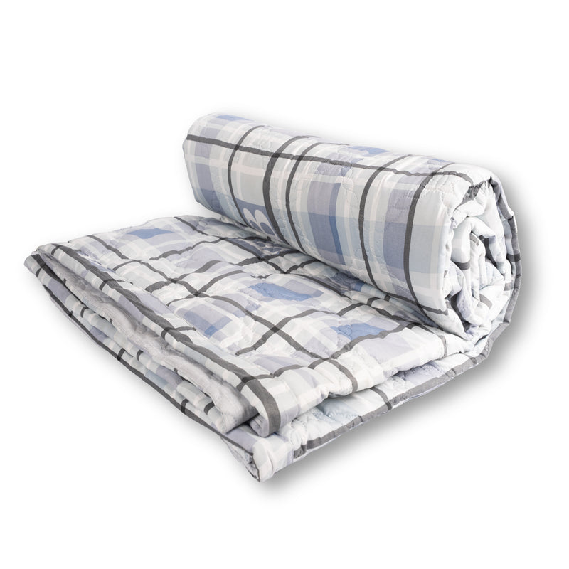 Ultrasonic Reversible Comforter – King Size (90x100 inches) | Black & White with Blue Squares
