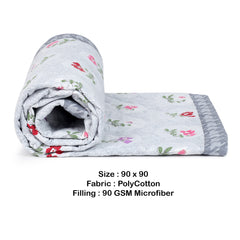Ultrasonic Reversible Comforter – Floral & Houndstooth (Grey & White) | Queen Size (90x90 inches)