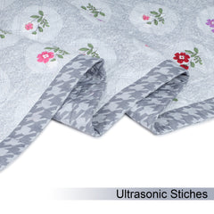Ultrasonic Reversible Comforter – Floral & Houndstooth (Grey & White) | Queen Size (90x90 inches)