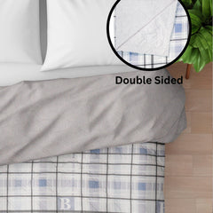 Ultrasonic Reversible Comforter – King Size (90x100 inches) | Black & White with Blue Squares