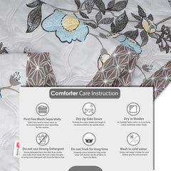 Ultrasonic Reversible Comforter – Floral & Geometric Lattice (Cream & Grey) | Queen Size (90x90 inches)