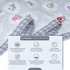 Ultrasonic Reversible Comforter – Floral & Houndstooth (Grey & White) | Queen Size (90x90 inches)