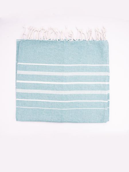 Aqua Blue Turkish Beach Towel | 100% Cotton | Ultra-Soft & Quick-Drying