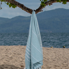 Aqua Blue Turkish Beach Towel | 100% Cotton | Ultra-Soft & Quick-Drying