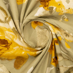 Elegant 5-Piece Quilted Bedding Set | King Size | Light Beige with Yellow & White Floral Design