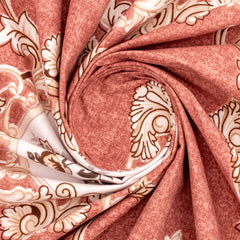 Elegant 5-Piece Quilted Bedding Set | King Size | Light Coral with Floral & Damask Accents