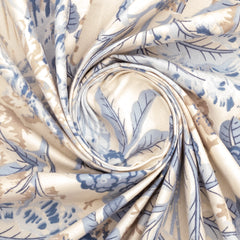 Elegant 5-Piece Quilted Bedding Set | King Size | Cream & Blue-Grey Floral Design