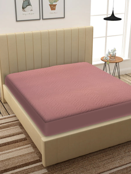 Dusty Rose Waterproof Mattress Protector – Fitted Textured Design
