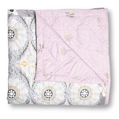 Ultrasonic Reversible Comforter – Baby Pink & Grey (Floral & Circular Patterns) | King Size (90x100 inches)