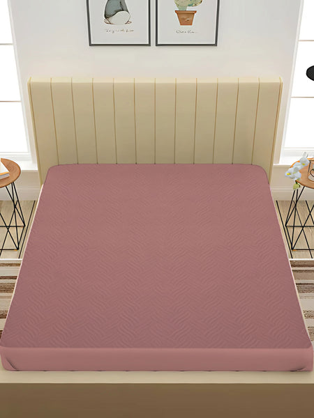 Dusty Rose Waterproof Mattress Protector – Fitted Textured Design