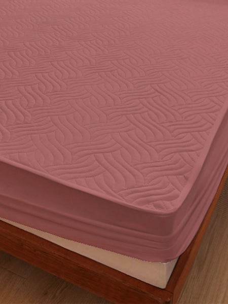 Dusty Rose Waterproof Mattress Protector – Fitted Textured Design