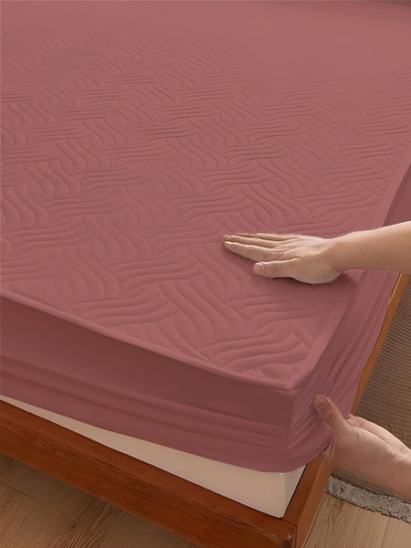 Dusty Rose Waterproof Mattress Protector – Fitted Textured Design