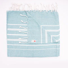 Aqua Blue Turkish Beach Towel | 100% Cotton | Ultra-Soft & Quick-Drying