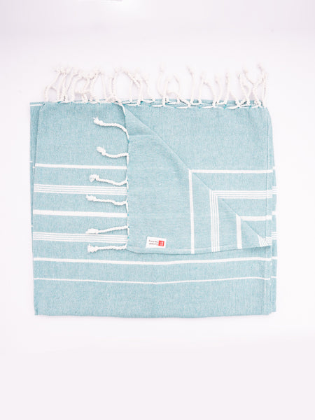 Aqua Blue Turkish Beach Towel | 100% Cotton | Ultra-Soft & Quick-Drying