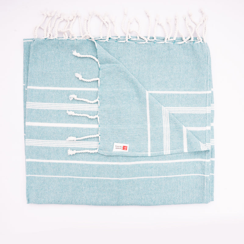 Aqua Blue Turkish Beach Towel | 100% Cotton | Ultra-Soft & Quick-Drying