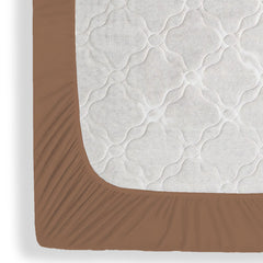 Coffee Brown Waterproof Mattress Protector – Fitted Textured Design