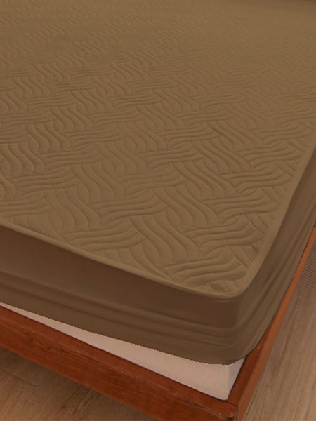 Coffee Brown Waterproof Mattress Protector – Fitted Textured Design