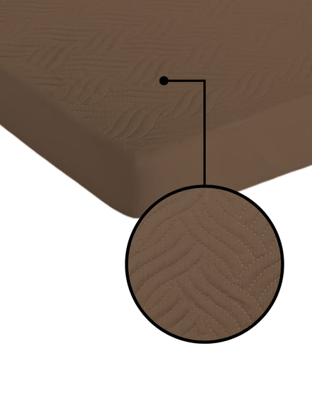 Coffee Brown Waterproof Mattress Protector – Fitted Textured Design