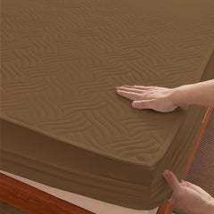 Coffee Brown Waterproof Mattress Protector – Fitted Textured Design