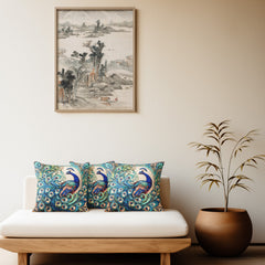Royal Peacock Cushion Cover (14” x 14”)