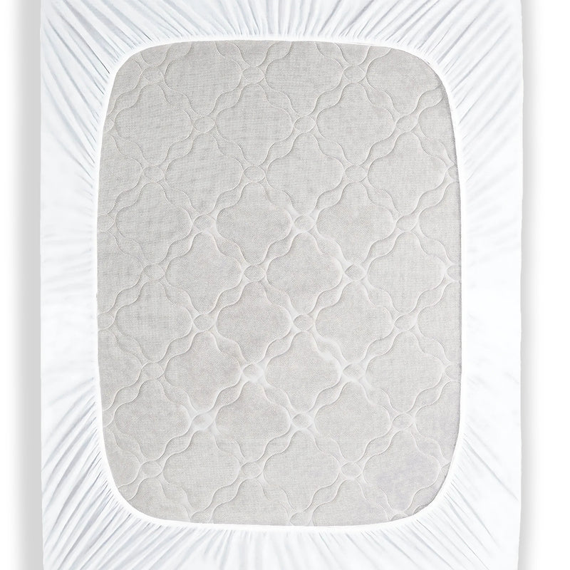 Milky White Waterproof Mattress Protector – Fitted Textured Design