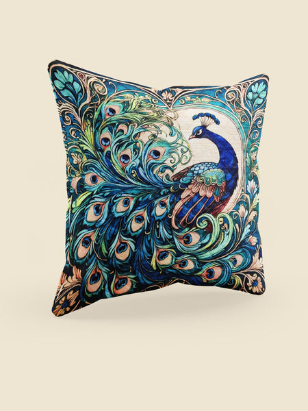 Royal Peacock Cushion Cover (14” x 14”)