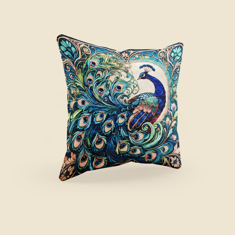 Royal Peacock Cushion Cover (14” x 14”)