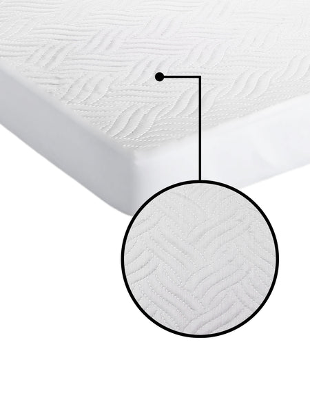 Milky White Waterproof Mattress Protector – Fitted Textured Design