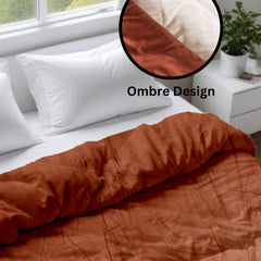 Ultrasonic Comforter – Metallic Brown to Copper Blonde Ombre | Luxurious & Cozy | 90x100 inches