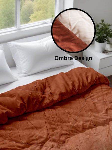 Ultrasonic Comforter – Metallic Brown to Copper Blonde Ombre | Luxurious & Cozy | 90x100 inches