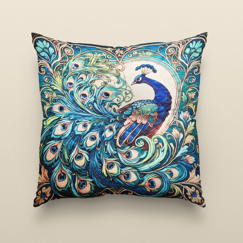 Royal Peacock Cushion Cover (14” x 14”)
