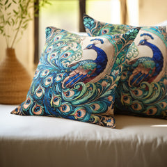 Royal Peacock Cushion Cover (14” x 14”)