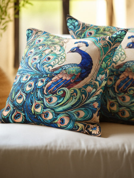 Royal Peacock Cushion Cover (14” x 14”)