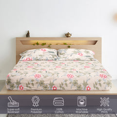 Floral Bliss Cotton Blend King Size BedSheet
