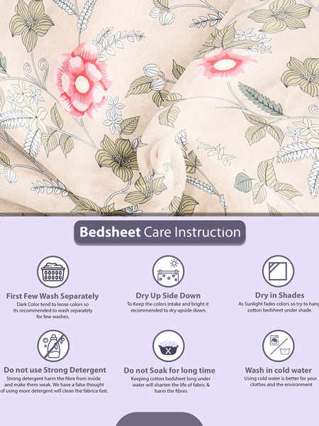 Floral Bliss Cotton Blend King Size BedSheet