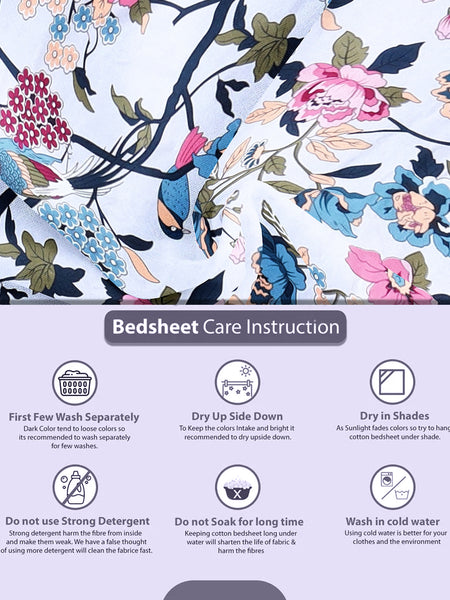 Birdsong Bloom Cotton Blend Bedsheet