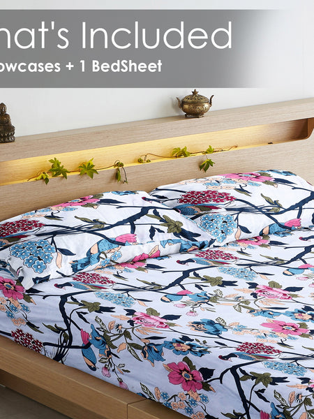 Birdsong Bloom Cotton Blend Bedsheet