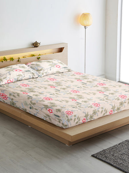 Floral Bliss Cotton Blend King Size BedSheet