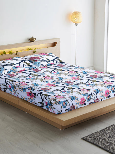 Birdsong Bloom Cotton Blend Bedsheet