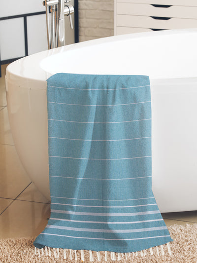 Aqua Blue Turkish Beach Towel | 100% Cotton | Ultra-Soft & Quick-Drying